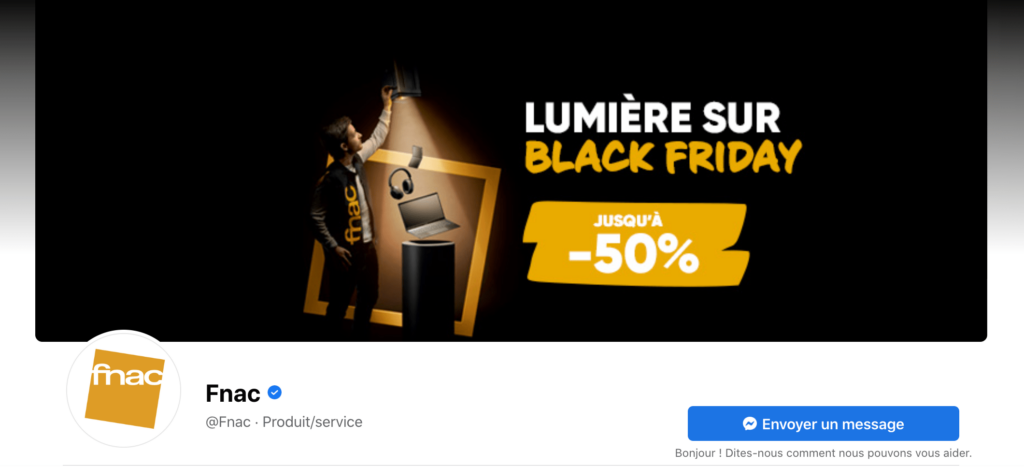 Compte Facebook de la Fnac personnalisé pour le Black Friday