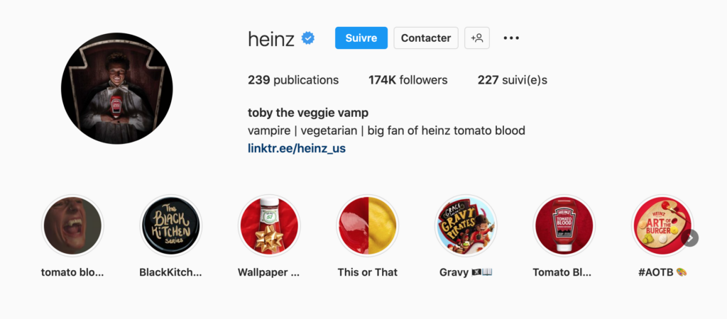 La communication Halloween Heinz : Toby le vampire végétarien sur les réseaux sociaux,