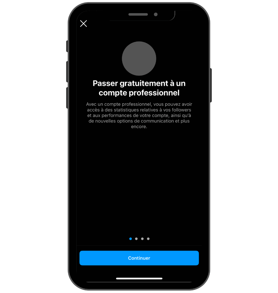 Sixième étape d'un compte pro Instagram : Passage à un compte professionnel