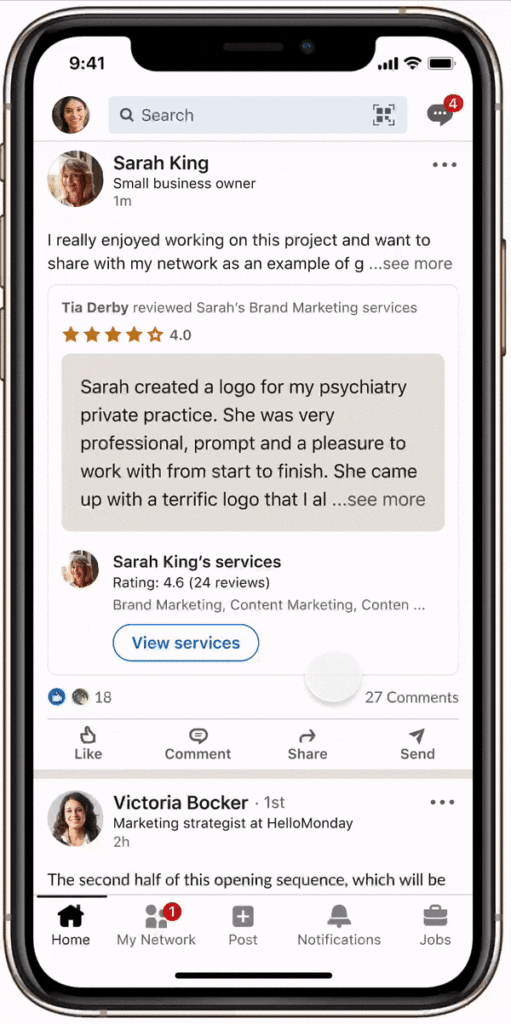 Démonstration de la nouvelle fonctionnalité Linkedin sur les avis