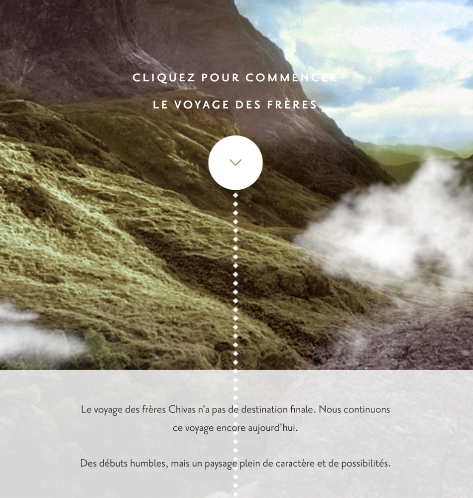 Modèle de storytelling : Chivas Regal sur leur site web